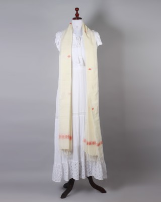 Handwoven Off White and Orange Dupatta
