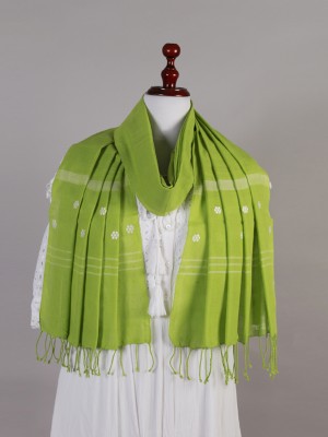 Handwoven Cotton Grass Green Stole Handwoven Cotton Grass Green Stole