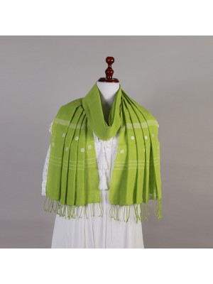 Handwoven Cotton Grass Green Stole Handwoven Cotton Grass Green Stole