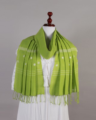 Handwoven Cotton Grass Green Stole