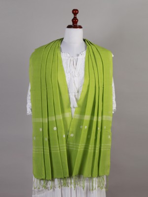 Handwoven Cotton Grass Green Stole