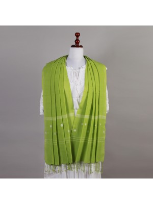 Handwoven Cotton Grass Green Stole