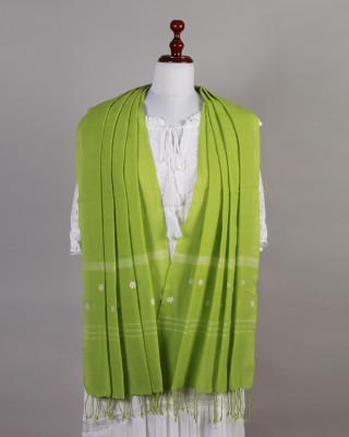 Handwoven Cotton Grass Green Stole