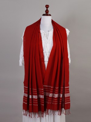 Handwoven Cotton Maroon and White Stole