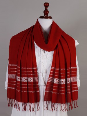 Handwoven Cotton Maroon and White Stole Handwoven Cotton Maroon and White Stole