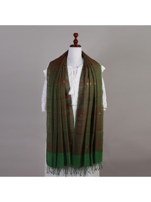 Handwoven Cotton Dark Green Stole 