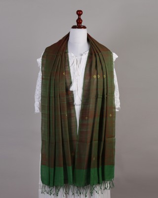 Handwoven Cotton Dark Green Stole 