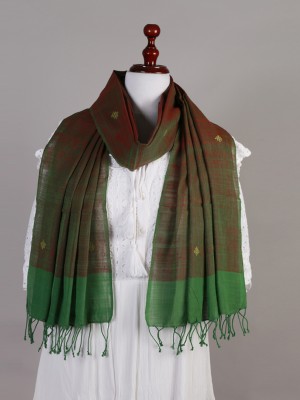 Handwoven Cotton Dark Green Stole Handwoven Cotton Dark Green Stole