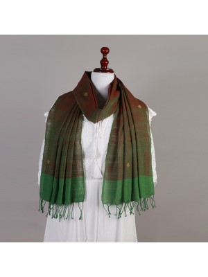 Handwoven Cotton Dark Green Stole 