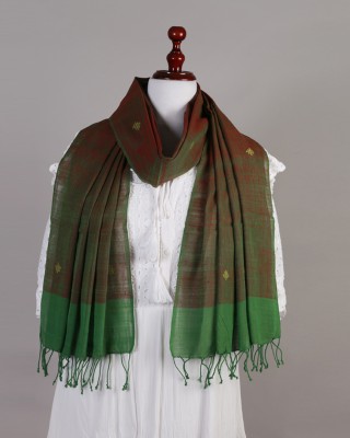 Handwoven Cotton Dark Green Stole Handwoven Cotton Dark Green Stole