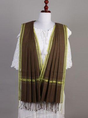 Handwoven Coffee Brown Cotton Stole