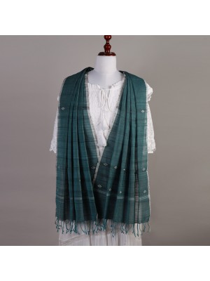 Handwoven Cotton Reshmi Blue Black Stole