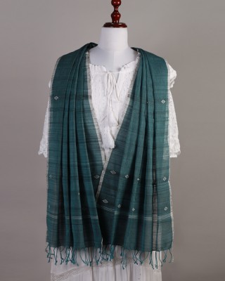 Handwoven Cotton Reshmi Blue Black Stole