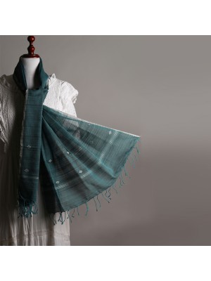 Handwoven Cotton Reshmi Blue Black Stole
