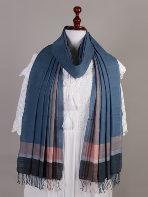 Handwoven Cotton Azure Blue Stole