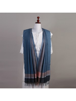 Handwoven Cotton Azure Blue Stole