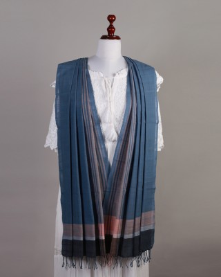 Handwoven Cotton Azure Blue Stole