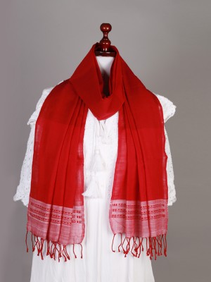 Handwoven Cotton Red Stole Handwoven Cotton Red Stole