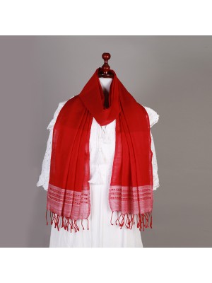 Handwoven Cotton Red Stole Handwoven Cotton Red Stole