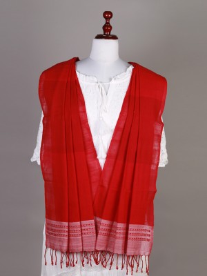 Handwoven Cotton Red Stole