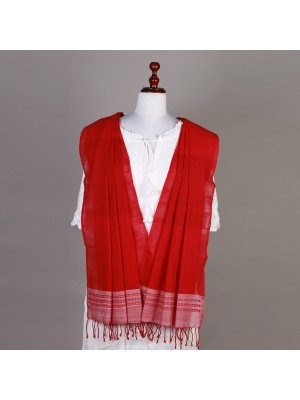 Handwoven Cotton Red Stole