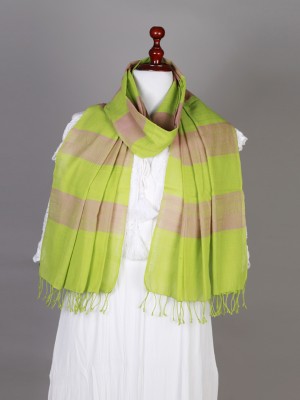 Handwoven Cotton Green Pink Stole Handwoven Cotton Green Pink Stole