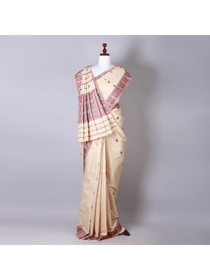 Beige Silk Saree