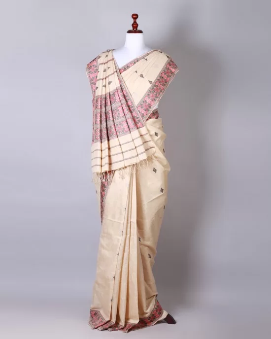 Soch Beige Silk Woven Saree With Unstitched Blouse