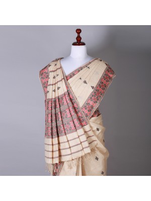 Beige Silk Saree