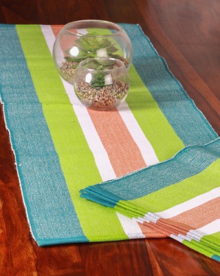 Handwoven Cotton Multicolour Runner and Mat