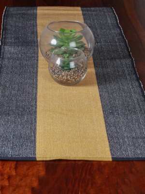 Handwoven Cotton Black And Yellow Runner and Mat