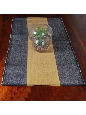 Handwoven Cotton Black And Yellow Runner and Mat