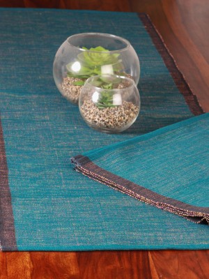 Handwoven Dark Blue and Black Cotton Runner And Mat