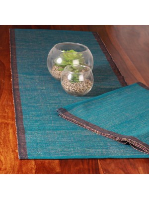 Handwoven Dark Blue and Black Cotton Runner And Mat