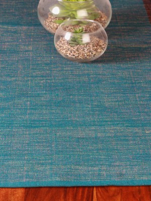 Handwoven Dark Blue and Black Cotton Runner And Mat