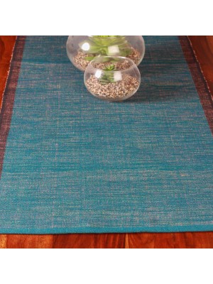 Handwoven Dark Blue and Black Cotton Runner And Mat