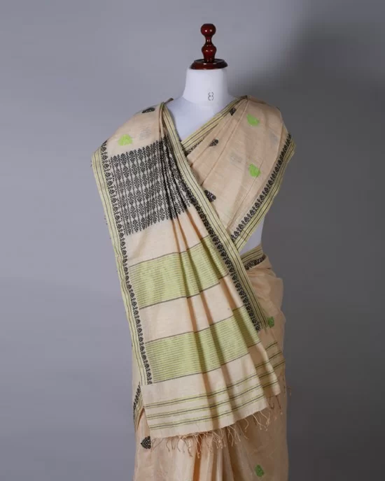 Beige Kashmiri Work Modal Silk Saree