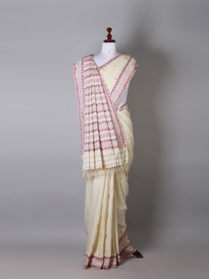 White and Purple Silk Saree
