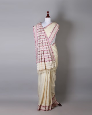 White and Purple Silk Saree