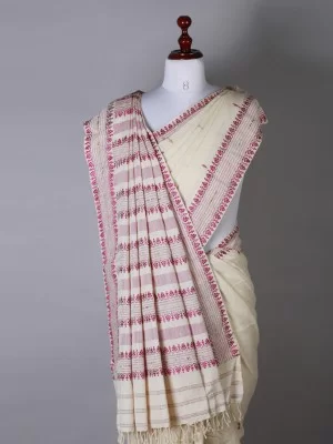 White and Purple Silk Saree