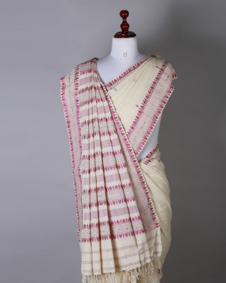 White and Purple Silk Saree