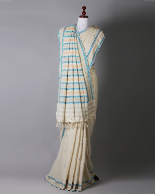 White and Blue Golden Silk Saree