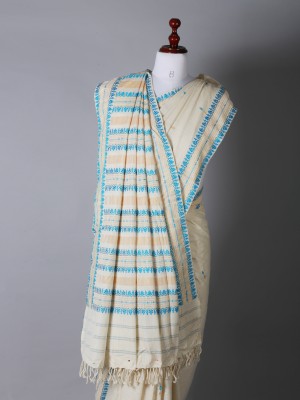 White and Blue Golden Silk Saree White and Blue Golden Silk Saree