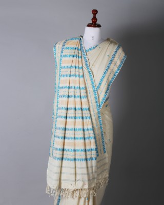 White and Blue Golden Silk Saree