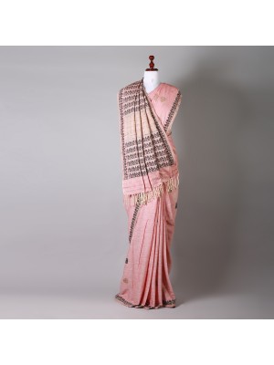 Pink and Black Silk Saree