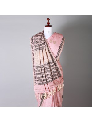 Pink and Black Silk Saree
