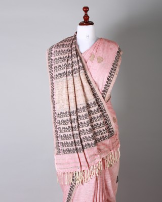 Pink and Black Silk Saree