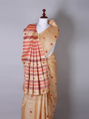 Beige Silk Saree