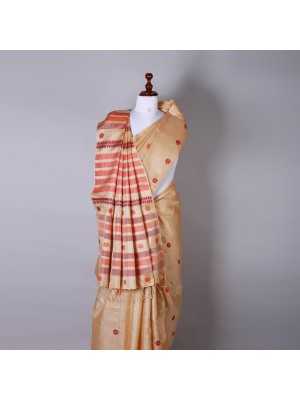 Beige Silk Saree