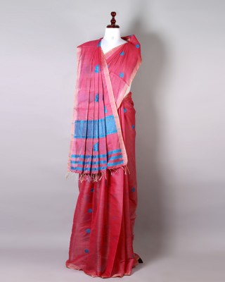 Onion Pink and Blue Silk Saree